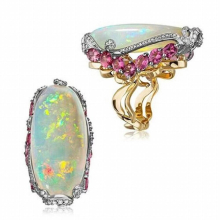 Creative Exaggeration Colors Inlaid Ellipse Opal Rings for Women Party Female Rings Wedding Engagement Jewelry