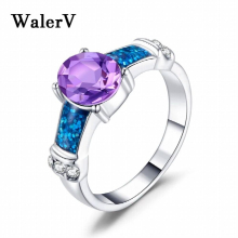 High Opal Stone Ring for Womens Rings Set Charm Oval Purple Crystal Wedding Jewelry