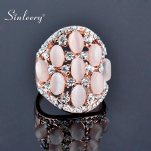 Vintage Opal Rhinestone Hollow Big Wide Rings For Women Jewelry Rose Wedding Rings SSF
