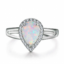 Pear Cut Fire Opal Wedding Ring Female Water Drop Stone Ring Vintage Silver Engagement Rings For Women Jewelry