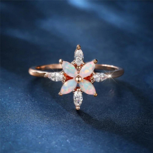 Rainbow Snowflake Rings For Women Fire Opal Ring Bridal Wedding Bands Female Zircon Engagement Finger Jewelry