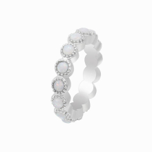 Hainon Fire Opal Finger Rings For Women Round Stone Silver Plated Ring Set Romantic Egagement Rings