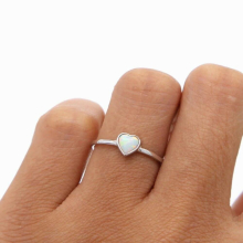 Top 925 Sterling Silver Women Jewelry Heart-shape Fire Opal Stone Delicate Rings Girls Lover Valentines