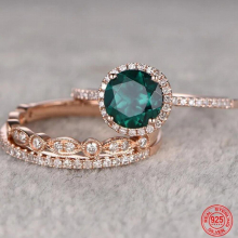 925 Sterling Silver Geometric Emerald Rings For Women Glamour Jewelry Party Gift