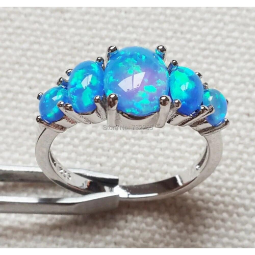 Fire Opal Cluster Wedding Engagement Ring