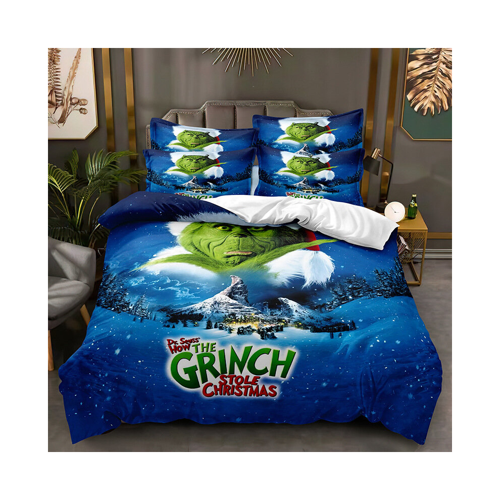 (Style 02, Single (135X200CM/2PCS)) The Grinch Bedding Single Double King Duvet Cover