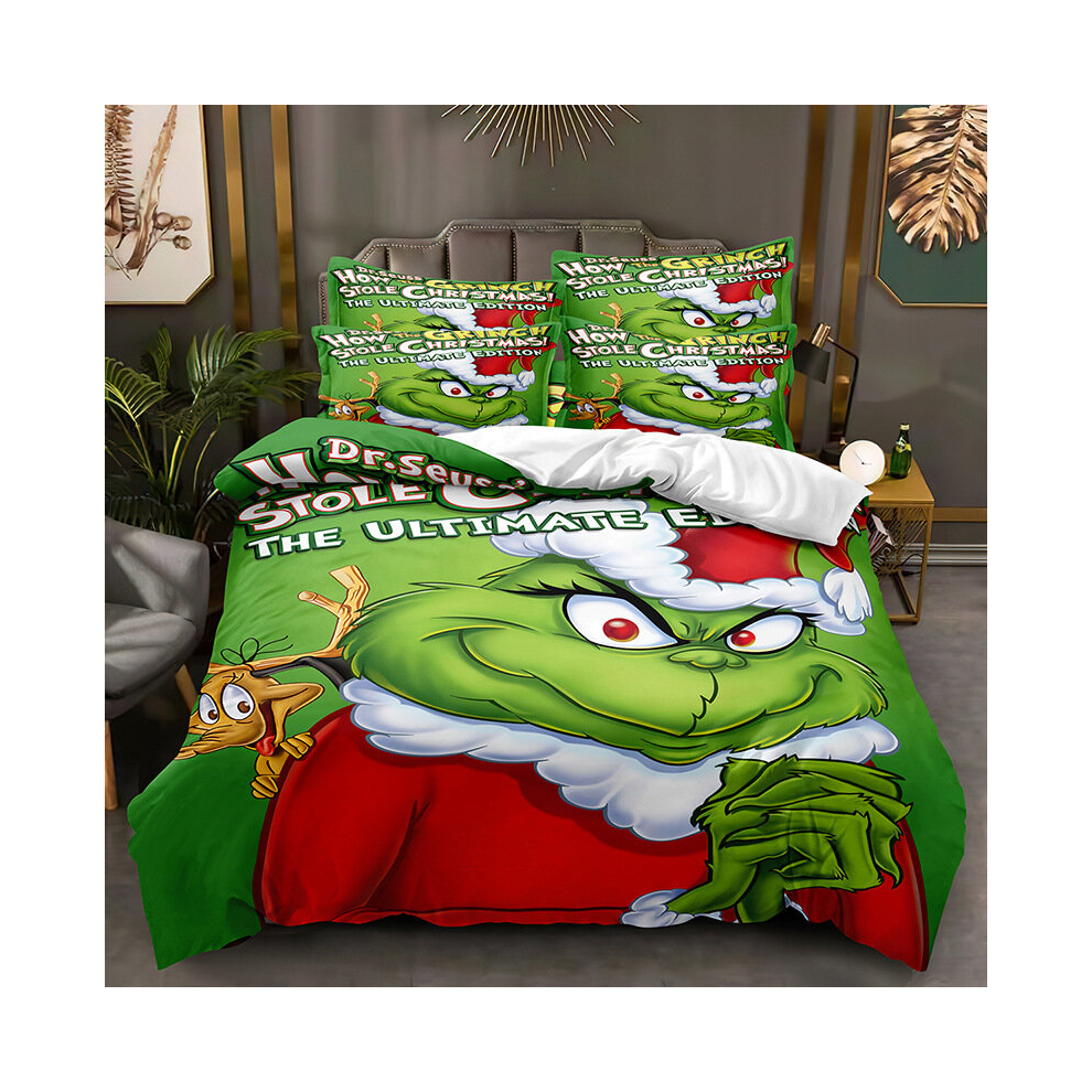 (Style 04, Double (200X200CM/3PCS)) The Grinch Bedding Single Double King Duvet Cover