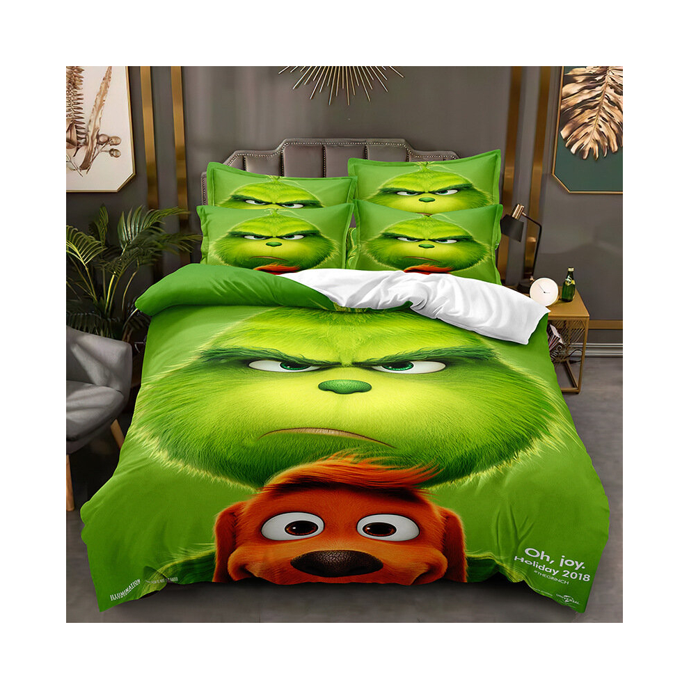 (Style 07, King (220X240CM/3PCS)) The Grinch Bedding Single Double King Duvet Cover