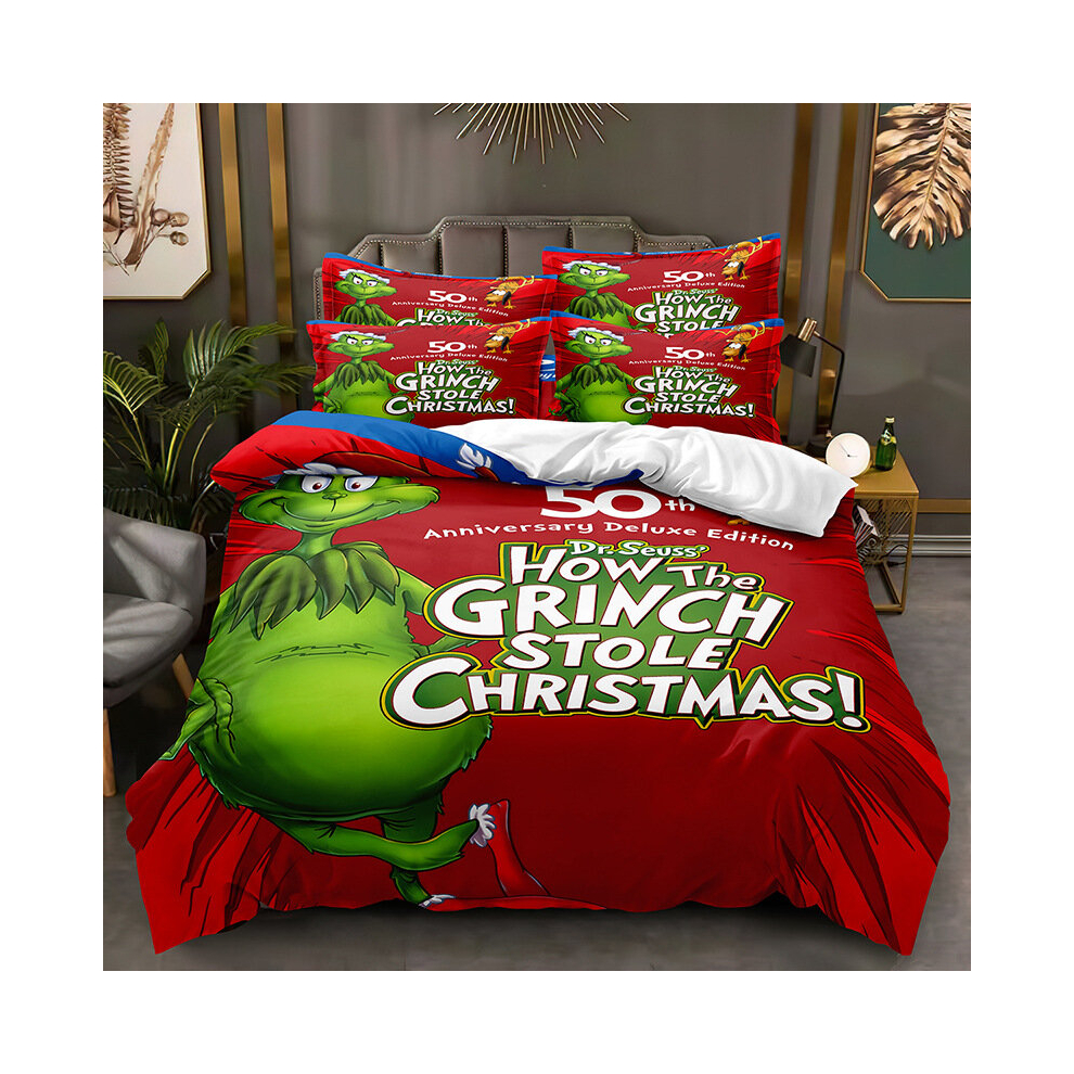 (Style 11, King (220X240CM/3PCS)) The Grinch Bedding Single Double King Duvet Cover