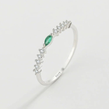 Classic Marquise Green Diamond Emerald Ladys Ring S925 Sterling Silver Vintage Set Lover Jewelry