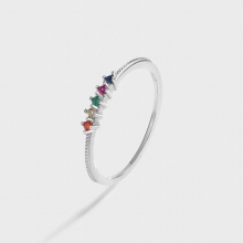 Rainbow Sapphire Emerald Champagne Full Diamond Ladies Ring S925 Sterling Silver Lover Jewelry Gift