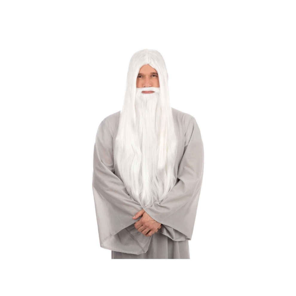 Aronz Christmas Monk Yoga Wizard Gandalf Dumbledore Long Wig Beard Costume White