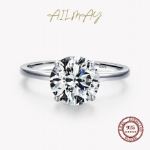100% 925 Sterling Silver Classic Four Claw Emerald Cut Sparkling CZ Finger Rings For Women Wedding Statement Fine Jewelry