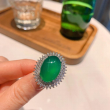 Vintage Charm Lab Emerald Green Stone Rings for Women Silver Wedding Ring Large Stone Rings Jewelry 13*18