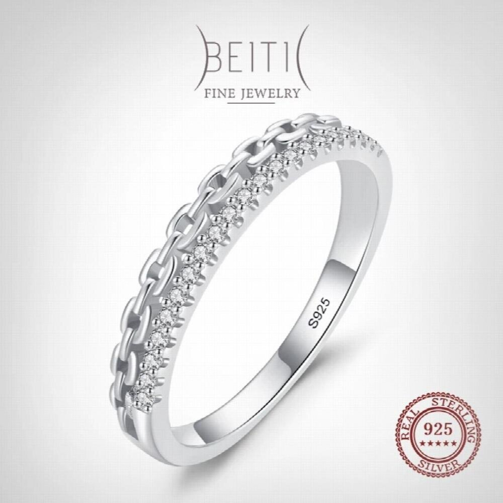 Beitil 100% 925 Sterling Silver Dazzling Cubic Zirconia Braided Texture Finger Ring For Women Statement Jewelry Gift-image-OPC-PCVWYQ2-NEW