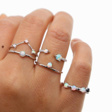 Rushed Women Geometric Anillos 100% 925 Sterling silver Size 5-9 Delicate Dainty Jewelry 2.5mm Tiny Fire Opal V Chevron Ring