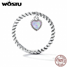 925 Sterling Sliver Vintage Style Love Heart Sweet Pink Opal Ring For Women Twist Ring MOthers Fine Jewelry Gift R807