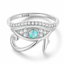 925 Sterling Silver Egyptian Eye of Horus Band Rings Women Fire Opal Stone Zircon Guard Ring Birthday Party Jewelry