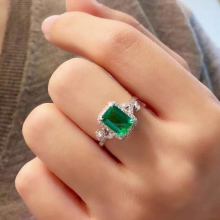 925 Sterling Silver Vintage Emerald Diamond Rings For Women Jewelry Wedding Anniversary Resizable Rings anillos de