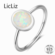 925 Sterling Silver Opal Rings for Women Oval Opal Stone Ring Jewelry Tiny Shank Party Dating LR0708