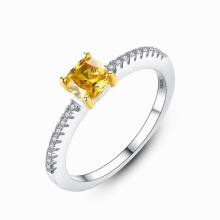 Crystal Female Natural Yellow Sapphire Ring 100% Real 925 Sterling Silver Wedding Rings For Women Promise Small Engagement Ring