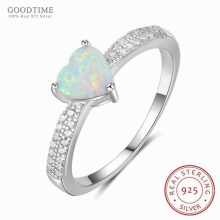 Pure 925 Sterling Silver Ring Jewelry Opal Love Heart Rings Women Engagement Wedding Jewelry For Girl Dress Up