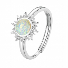 925 Sterling Silver Opal Sun Open Rings Adjustable Rainbow Finger Ring Bands Birthday Party Jewelry Making