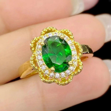 Flower Green Austrian Crystal Emerald Gemstones Diamonds Rings for Women 18k Filled Fine Jewelry Bijoux Vintage Bands