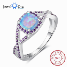 Opal Stone With Purple Cubic Zirconia Soild 925 Sterling Silver Ring Party Jewelry For Women (JewelOra RI102910)