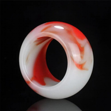 Red Natural Jade Ring thumb Charm Jewelry men Amulet Men Women Jadeite Chinese Carved Natural Stone