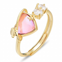 Trumium 925 Sterling Silver Romantic Pink Heart Rings for Women Opal Finger Rings Adjustable Anniversary Jewelry