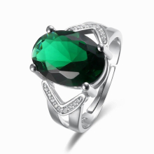 925 Sterling Silver Ring Emerald Zircon Opening Ring for Women Noble Retro Temperament Rings Fine Jewelry Gift
