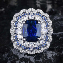 Advanced Women Rings Vintage Pattern Sapphire Ring Female Jewelry Bright Zircon Charming Girls Gift Ball