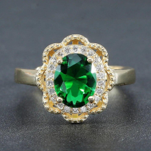 flower green crystal emerald gemstones diamonds rings for women 18k bague jewelry bijoux party accessory