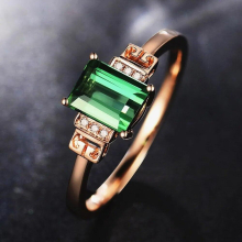 green crystal emerald gemstones diamonds rings for women rose tone jewelry bijoux bague accessories