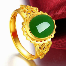 Vintage flower carving green jade emerald gemstones rings for women 14k jewelry bijoux wedding party accessory