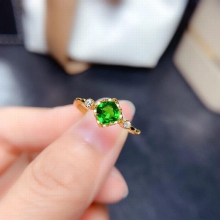 Little Green Crystal Emerald Gemstones Diamonds Tail Rings for Women 18k Jewelry Bijoux Accessories