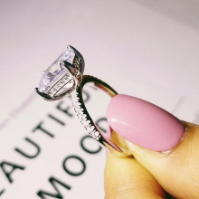 real 925 sterling silver Emerald cut stone engagement ring for women wedding Finger jewelry