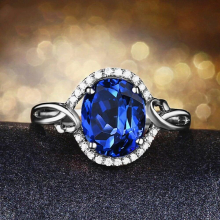 Classical royal crystal sapphire gemstones diamond rings for women silver jewelry bijoux bague
