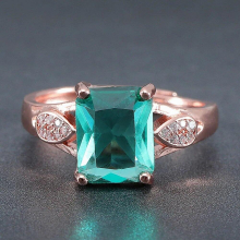 square green crystal emerald gemstones diamonds rings for women rose bague jewelry bijoux party accessories