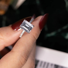 925 sterling Silver Engagement wedding Rings for Women Emerald cut 4CT Simulated Diamond Platinum Jewelry