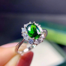 Flower Green Crystal Emerald Gemstones Diamonds Rings for Women Silver Jewelry Bague Bijoux