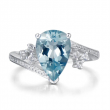 Water drop Sapphire Gemstone Resizable Rings For Women 925 Sterling Silver Rings Wedding Engagement Party Jewelry