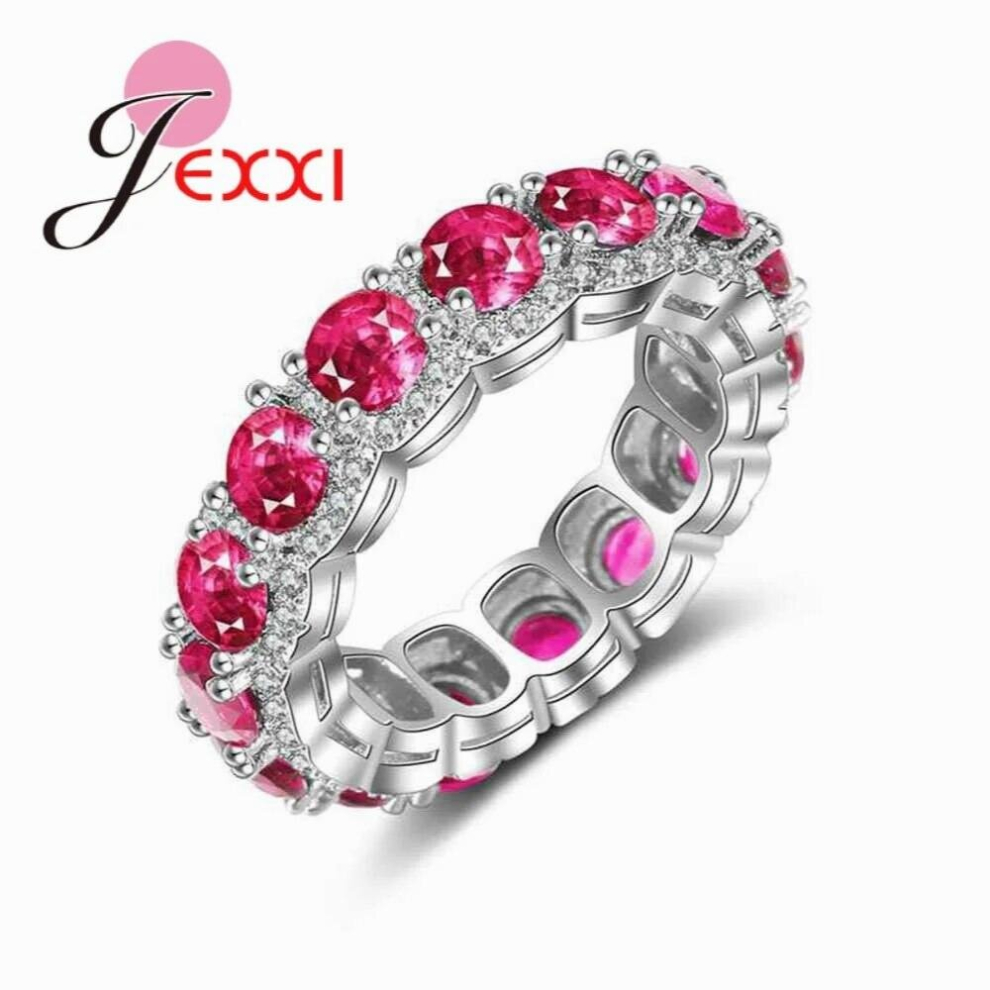 Round Full Red CZ Stone Paved Ring 925 Sterling Silver Jewelry for Girls Birthday Gift Charm Finger Ring-image-OPC-PCVX78N-NEW