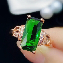 Green Crystal Emerald Gemstones Diamonds Rings for Women 18k Rose Filled Royal Fine Jewelry Bague Bijoux Gift Bands