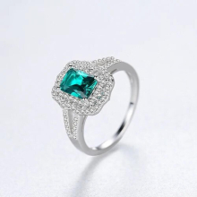 Gemstone Emerald Rings for Women 925 Sterling Silver Classic Wedding Bands Anniversary Party Fine Jewelry