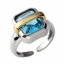 High 925 Sterling Silver Cushion Sapphire Eternity Rings For Lady Thick Plated Square Gemstones Jewelry