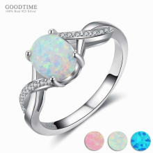 Fine Jewelry 925 Sterling Silver Opal Rings For Women Engagement Bridal Wedding Rings Jewelry For Girl