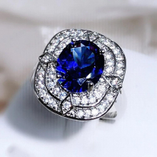 S925 Sterling Silver Natural Sapphire Open Ring for Women Wedding Bands Silver 925 Jewelry Sapphire Gemstone Ring Box Females