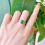 S925 silver retro rectangular car flat 6 * 8 emerald one-carat carbon diamond womens ring 4